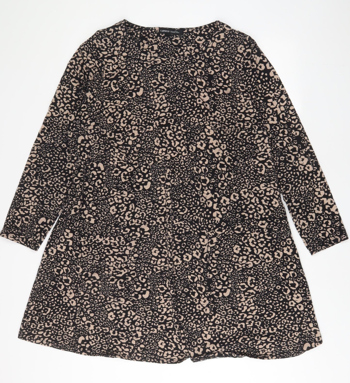 Capsule Womens Brown Animal Print Polyester A-Line Size 22 Scoop Neck Pullover