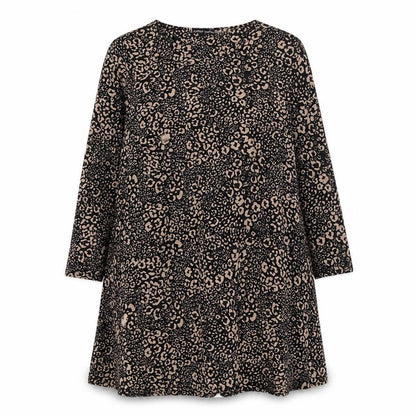 Capsule Womens Brown Animal Print Polyester A-Line Size 22 Scoop Neck Pullover