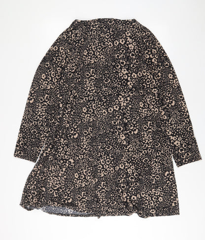 Capsule Womens Brown Animal Print Polyester A-Line Size 22 Scoop Neck Pullover