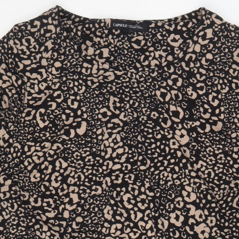 Capsule Womens Brown Animal Print Polyester A-Line Size 22 Scoop Neck Pullover