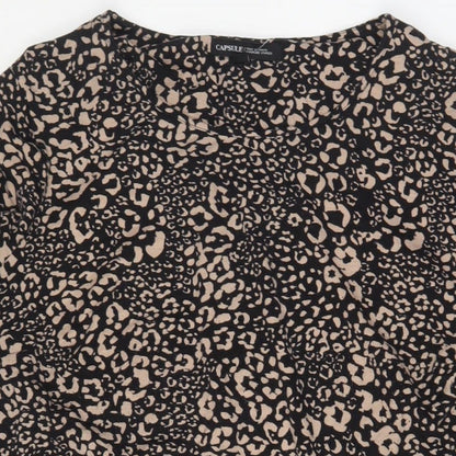 Capsule Womens Brown Animal Print Polyester A-Line Size 22 Scoop Neck Pullover