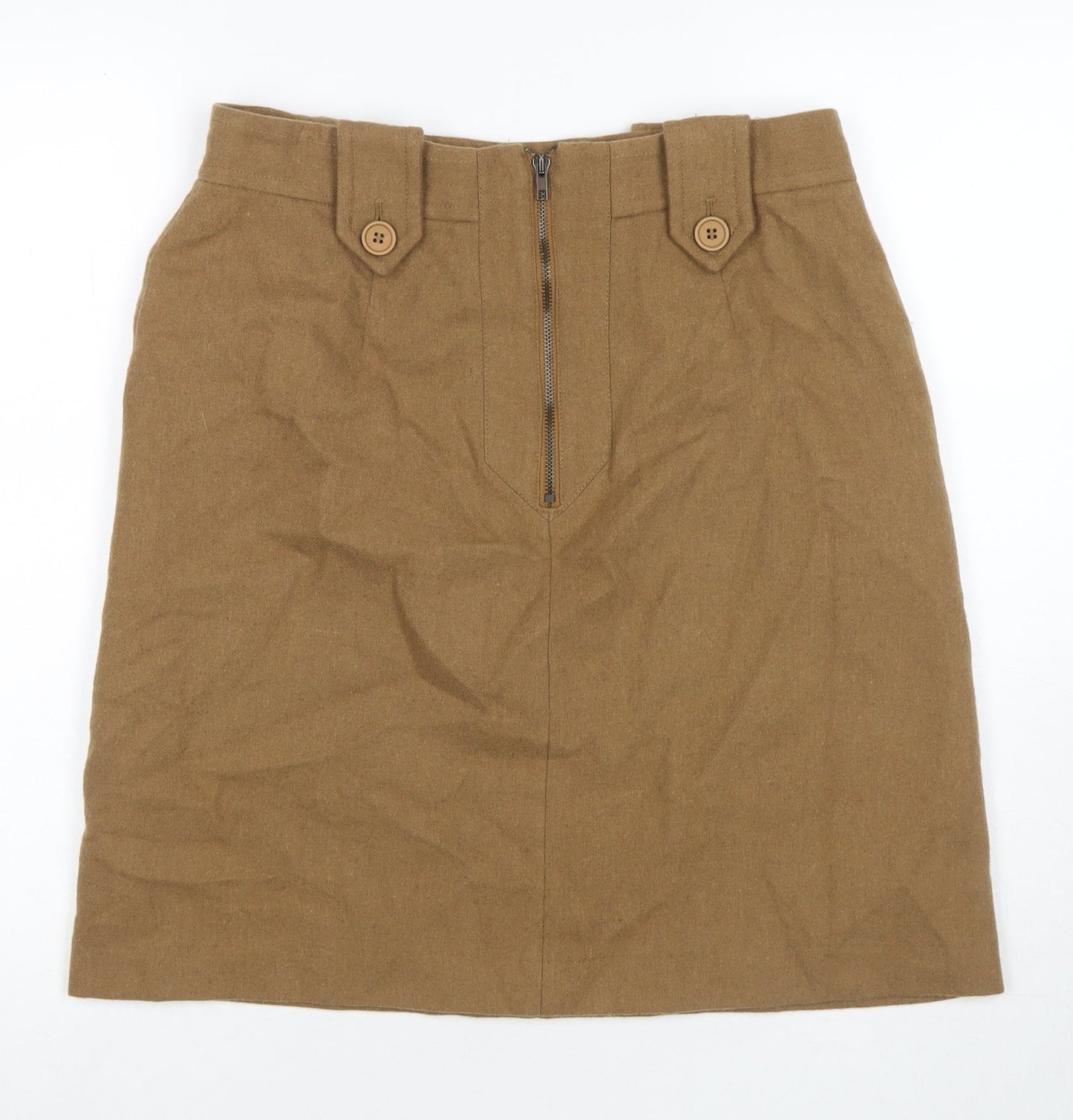 Great Plains London Womens Brown Wool A-Line Skirt Size 14 Zip