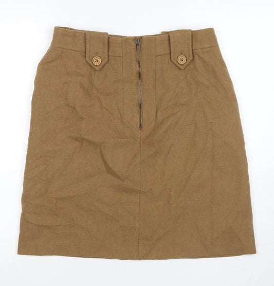 Great Plains London Womens Brown Wool A-Line Skirt Size 14 Zip