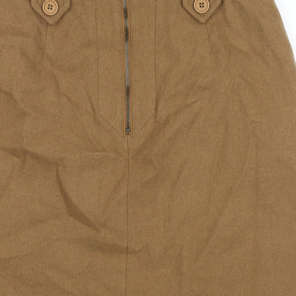 Great Plains London Womens Brown Wool A-Line Skirt Size 14 Zip