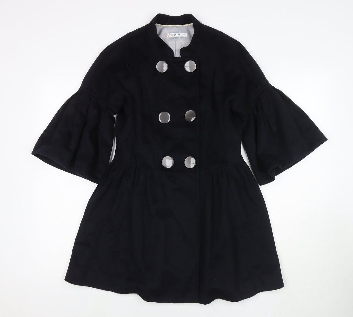 Jessica Womens Black Pea Coat Coat Size L Button