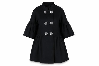 Jessica Womens Black Pea Coat Coat Size L Button