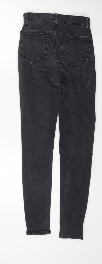 Topshop Womens Black Cotton Skinny Jeans Size 25 in L32 in Regular Zip