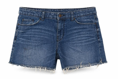 Premium Denim Womens Blue Cotton Cut-Off Shorts Size 8 L4 in Regular Zip