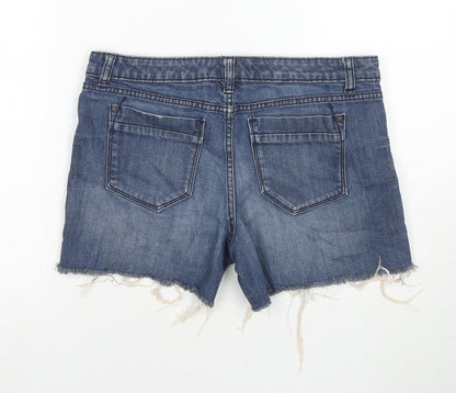 Premium Denim Womens Blue Cotton Cut-Off Shorts Size 8 L4 in Regular Zip