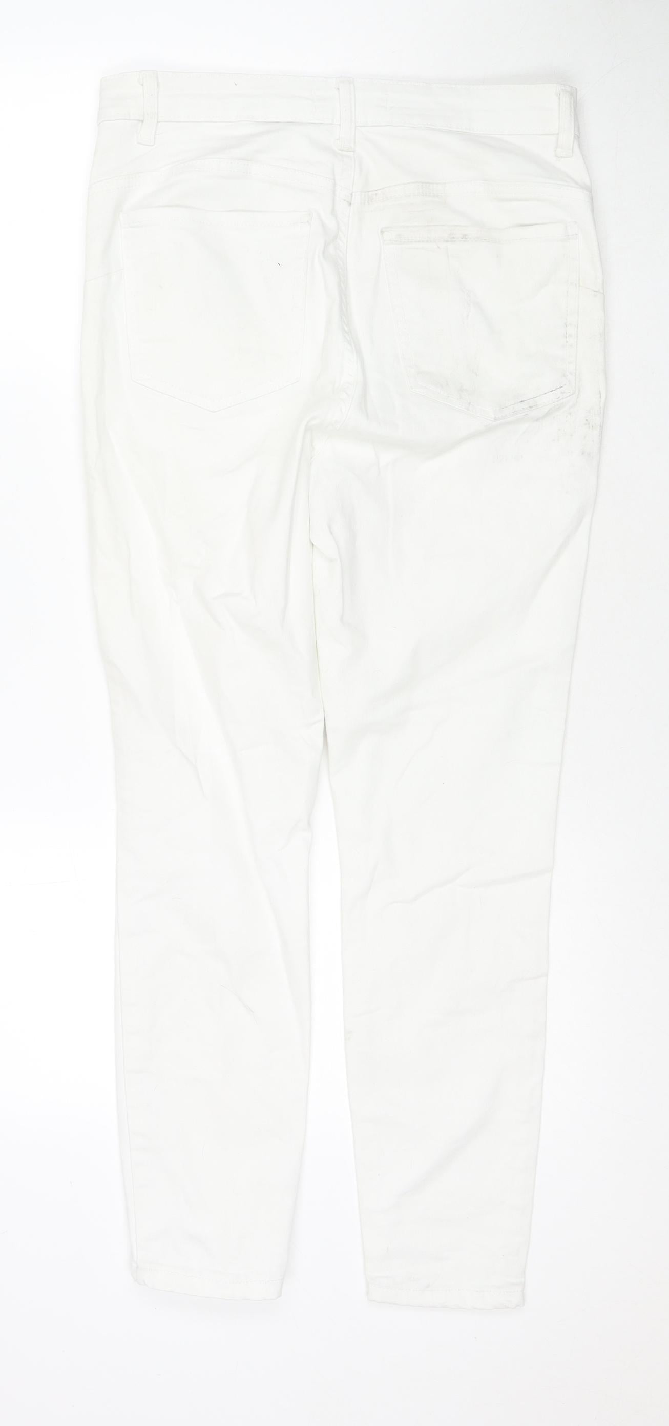 Denim & Co. Womens White Cotton Skinny Jeans Size 14 L26 in Regular Zip