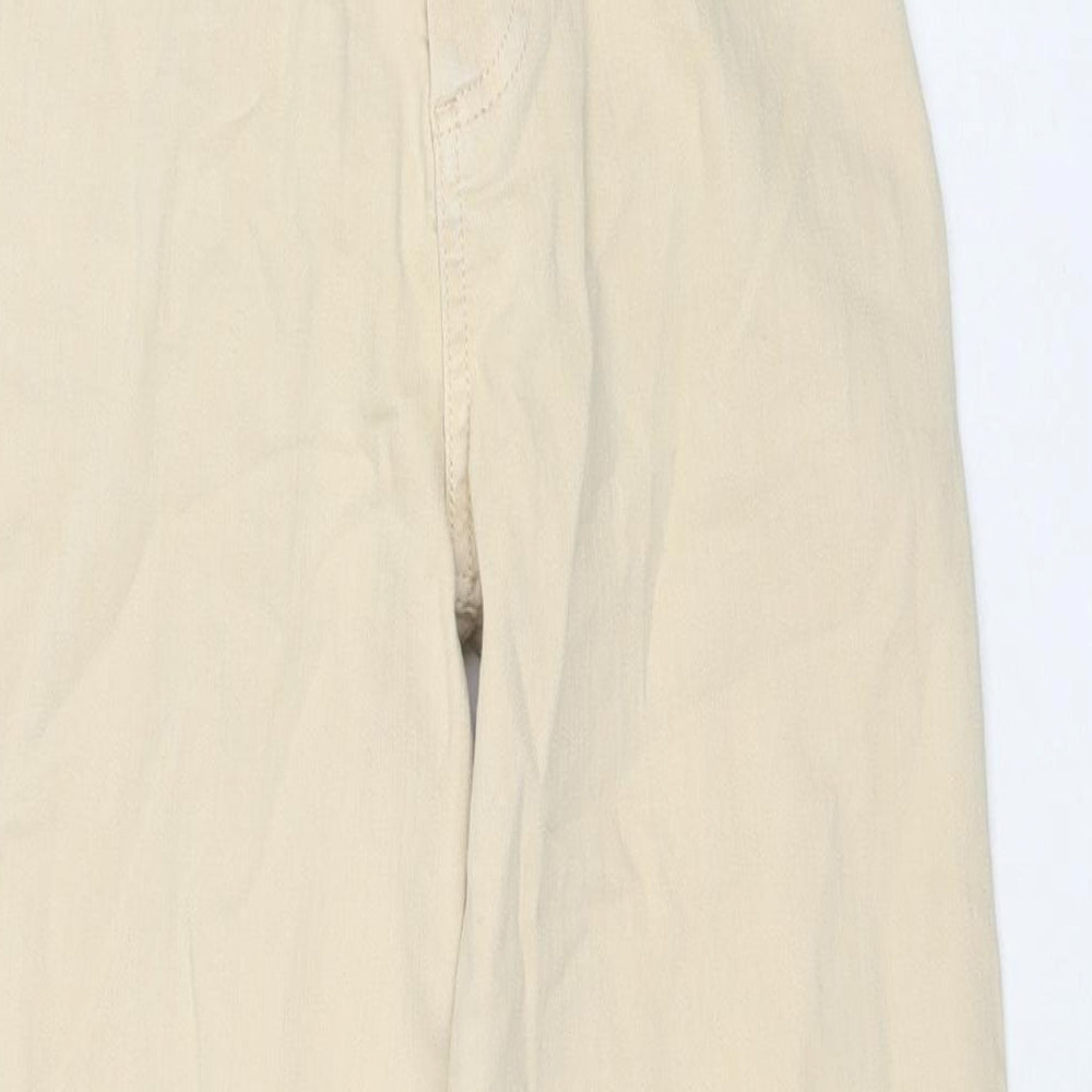 Denim & Co. Womens Beige Cotton Wide-Leg Jeans Size 4 L28 in Regular Zip