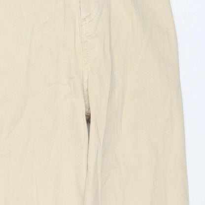 Denim & Co. Womens Beige Cotton Wide-Leg Jeans Size 4 L28 in Regular Zip