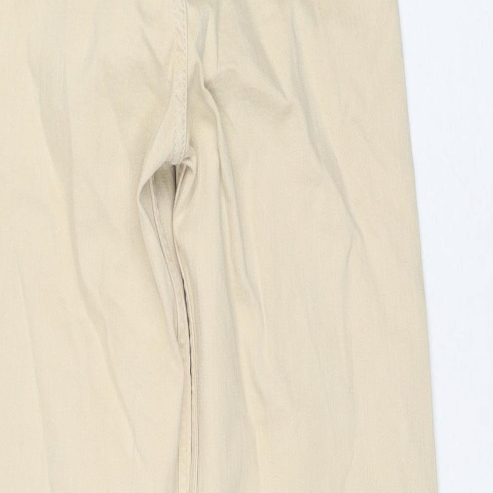 Denim & Co. Womens Beige Cotton Wide-Leg Jeans Size 4 L28 in Regular Zip