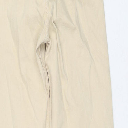 Denim & Co. Womens Beige Cotton Wide-Leg Jeans Size 4 L28 in Regular Zip