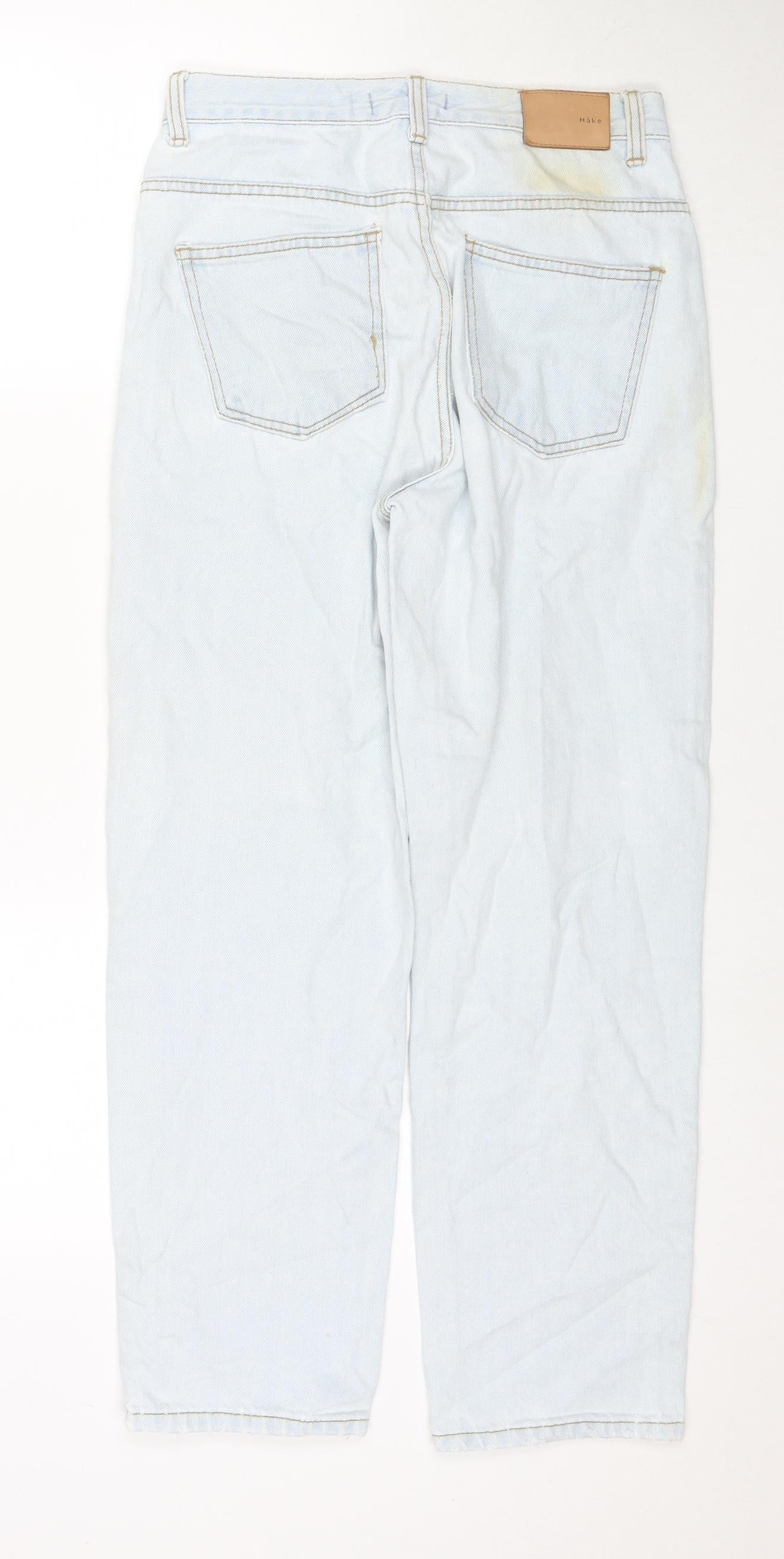 Hake Womens Blue Cotton Straight Jeans Size 25 in L26 in Regular Zip
