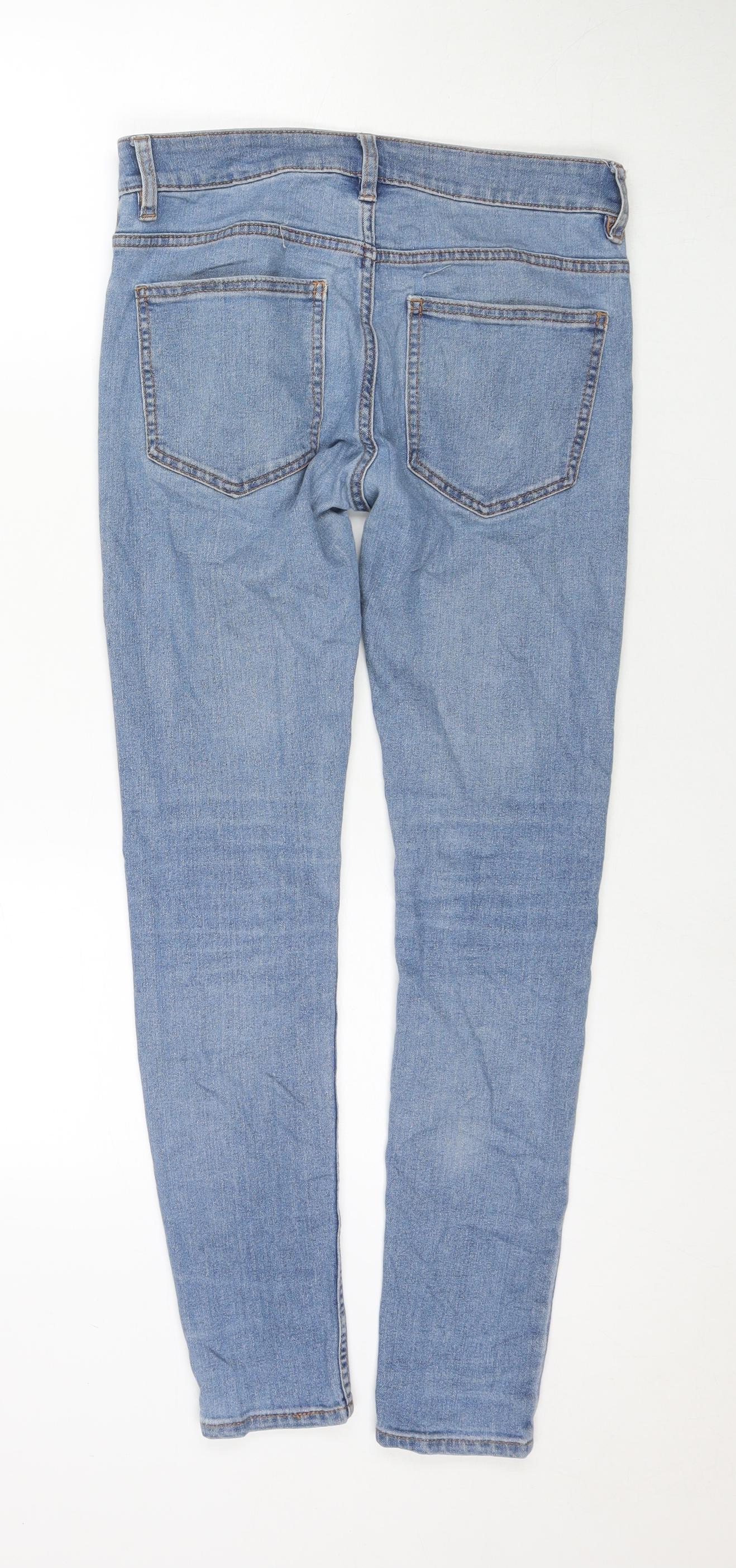 Bershka Womens Blue Polyester Blend Skinny Jeans Size 30 L28 in Regular Zip