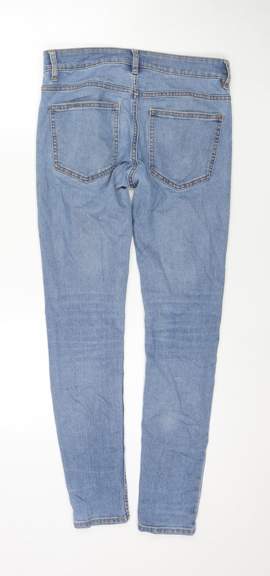 Bershka Womens Blue Polyester Blend Skinny Jeans Size 30 L28 in Regular Zip