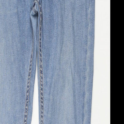 Bershka Womens Blue Polyester Blend Skinny Jeans Size 30 L28 in Regular Zip