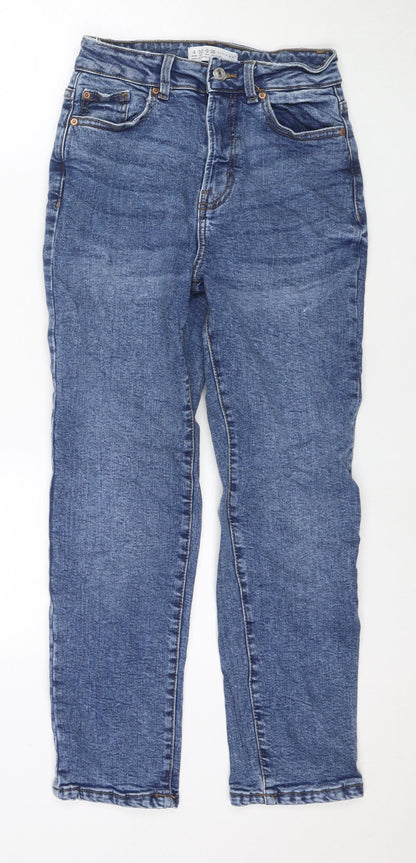 Denim & Co. Womens Blue Cotton Mom Jeans Size 4 L26 in Regular Zip