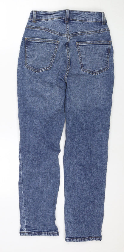 Denim & Co. Womens Blue Cotton Mom Jeans Size 4 L26 in Regular Zip