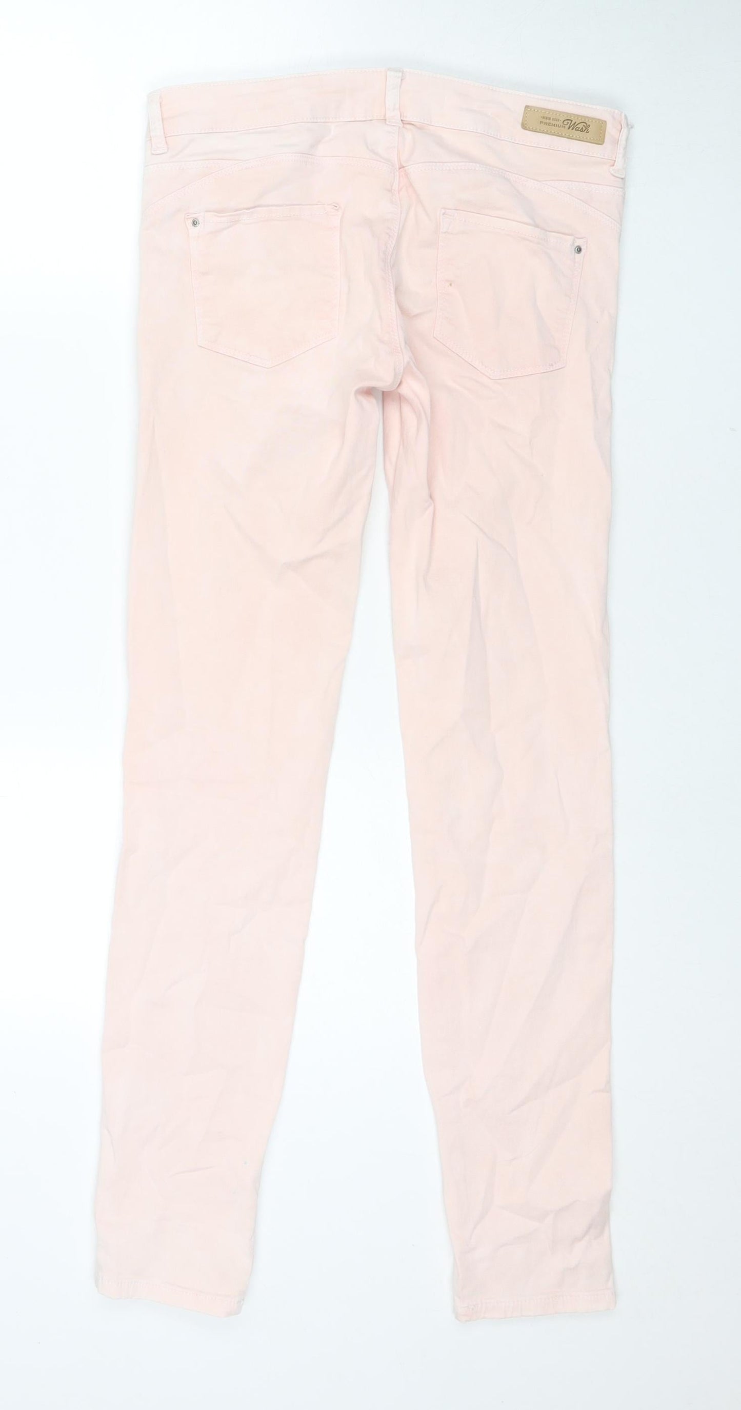 Zara Womens Pink Cotton Skinny Jeans Size 12 L31 in Regular Zip