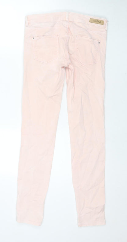Zara Womens Pink Cotton Skinny Jeans Size 12 L31 in Regular Zip