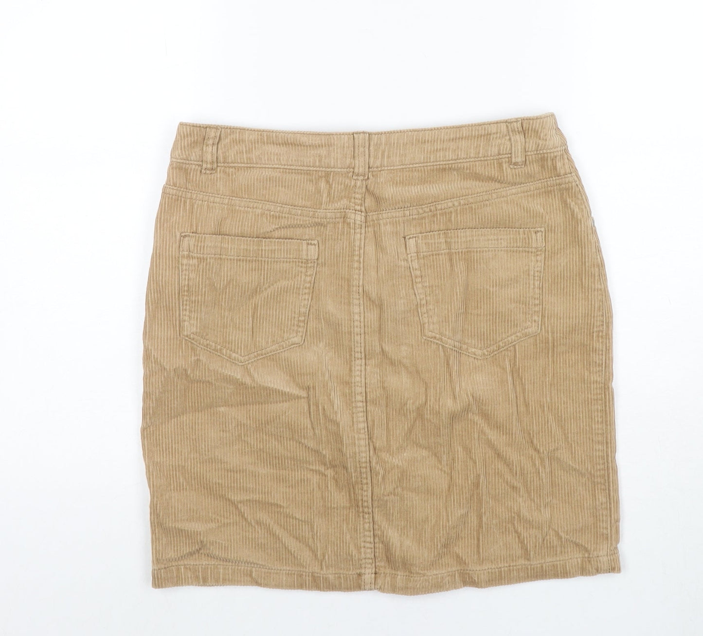 TU Womens Beige Cotton A-Line Skirt Size 10 Zip