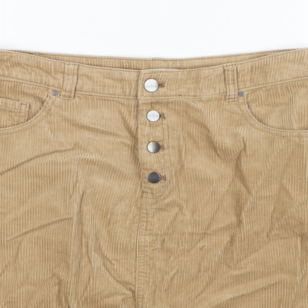 TU Womens Beige Cotton A-Line Skirt Size 10 Zip