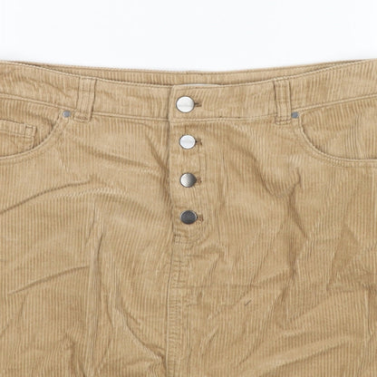 TU Womens Beige Cotton A-Line Skirt Size 10 Zip