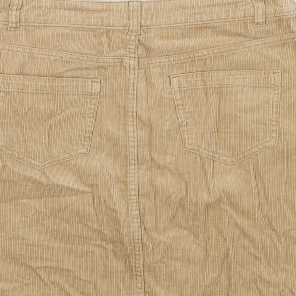TU Womens Beige Cotton A-Line Skirt Size 10 Zip