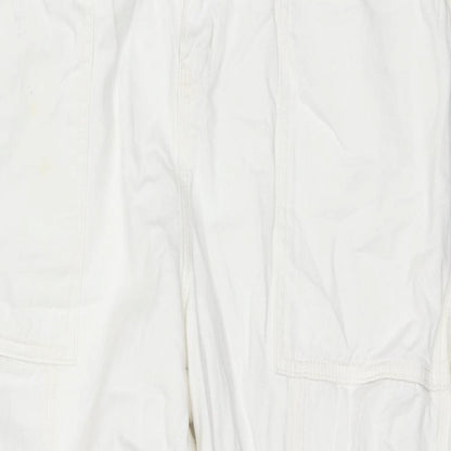Topshop Womens White Cotton Straight Jeans Size 16 L29 in Regular Zip - Cargo Style