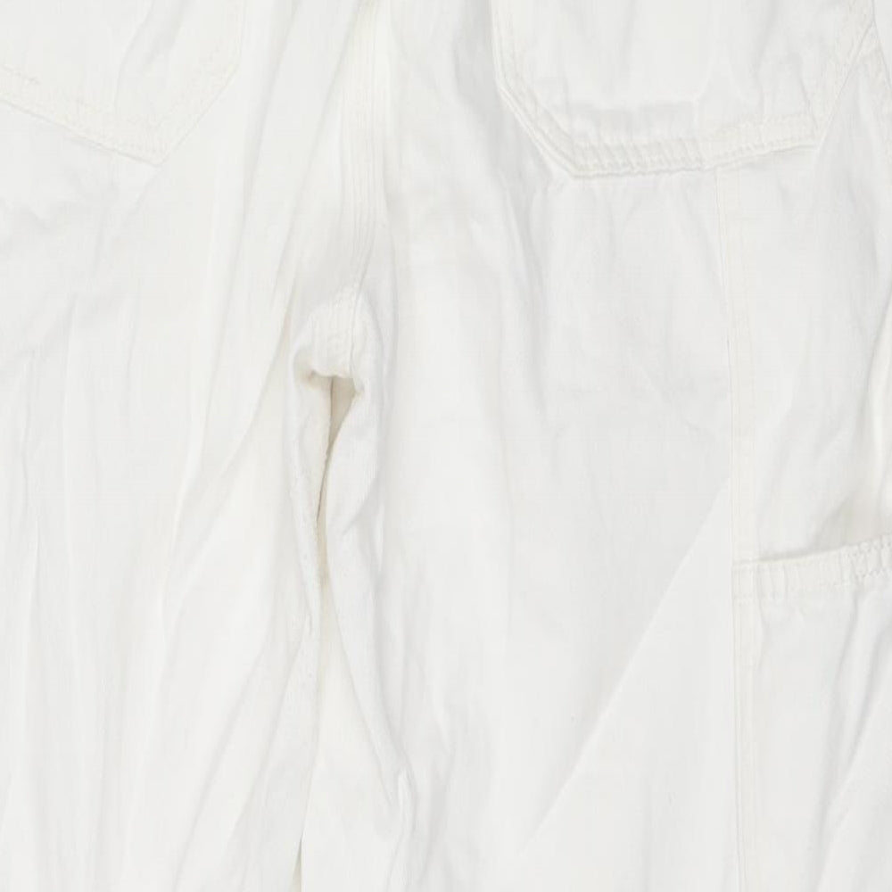 Topshop Womens White Cotton Straight Jeans Size 16 L29 in Regular Zip - Cargo Style