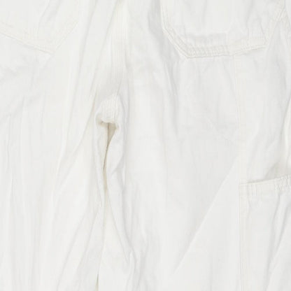 Topshop Womens White Cotton Straight Jeans Size 16 L29 in Regular Zip - Cargo Style