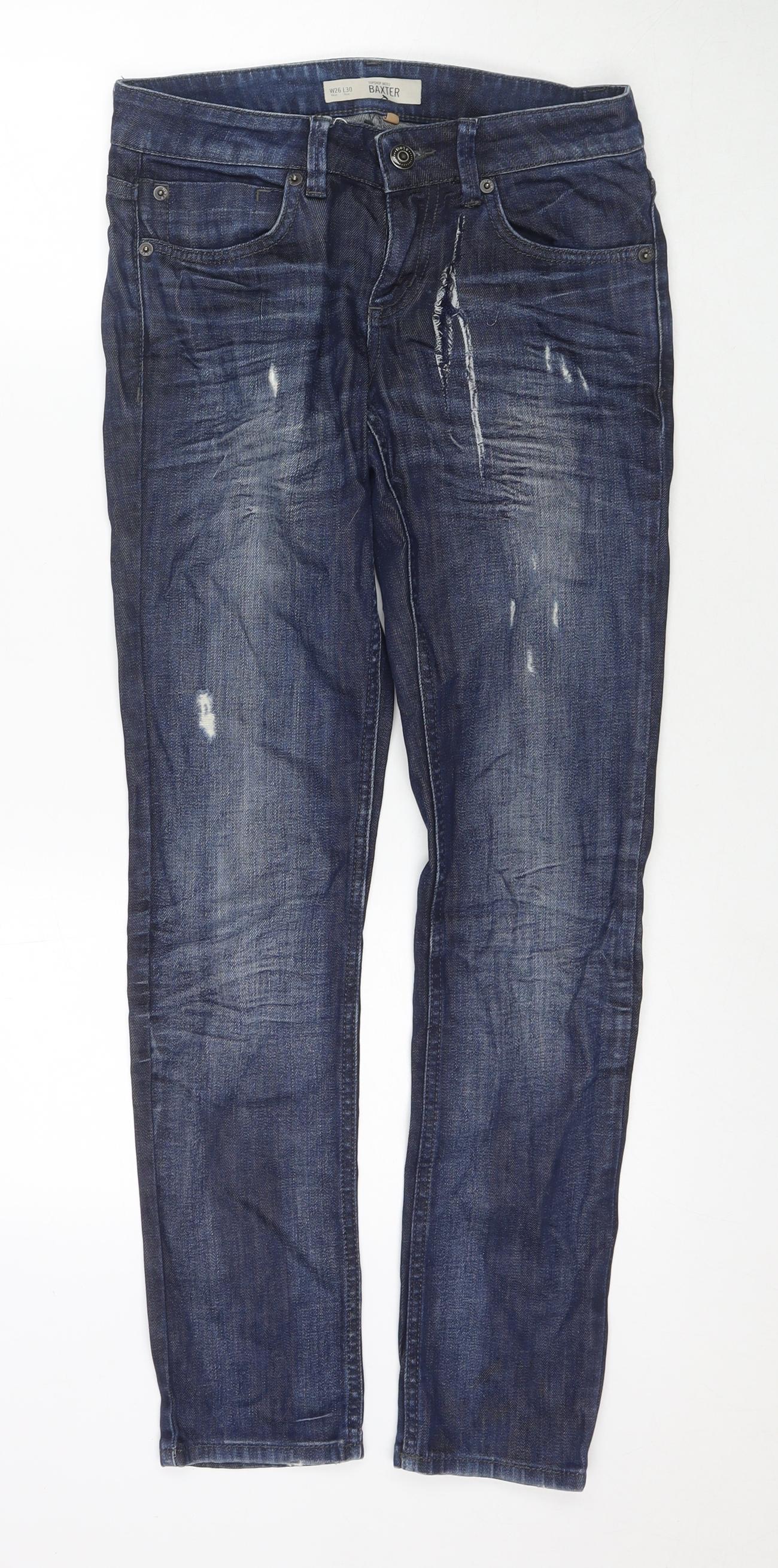 Topshop Womens Blue Cotton Skinny Jeans Size 26 in L30 in Regular Zip