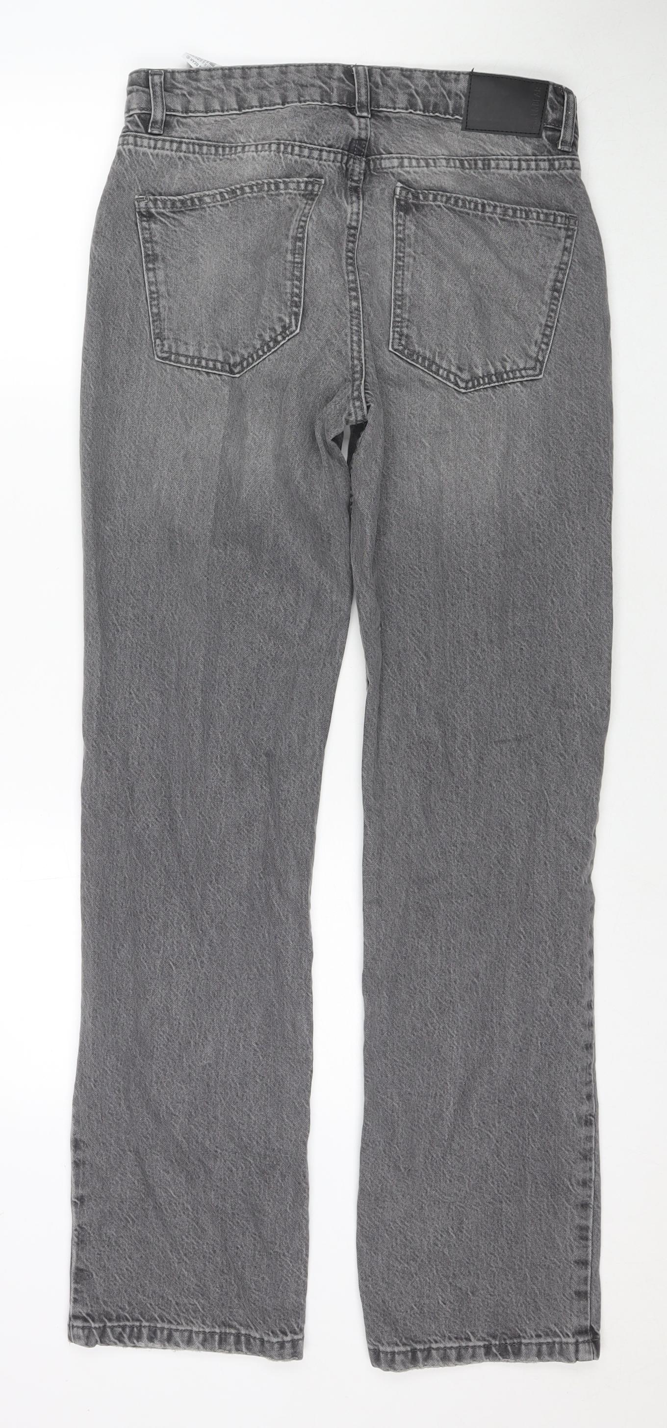 Pull&Bear Womens Grey Cotton Mom Jeans Size 8 L32 in Regular Zip