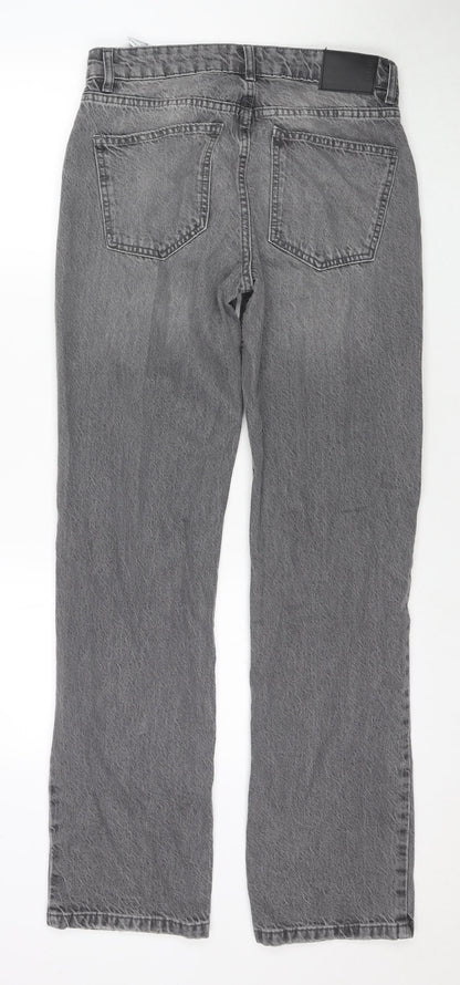 Pull&Bear Womens Grey Cotton Mom Jeans Size 8 L32 in Regular Zip