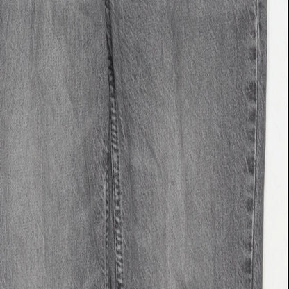Pull&Bear Womens Grey Cotton Mom Jeans Size 8 L32 in Regular Zip