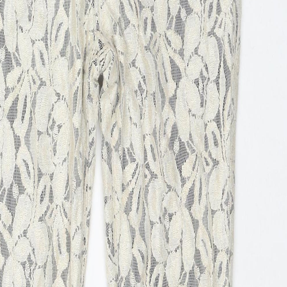 7 For All Mankind Womens Ivory Floral Cotton Pedal Pusher Trousers Size 29 in L30 in Regular Zip