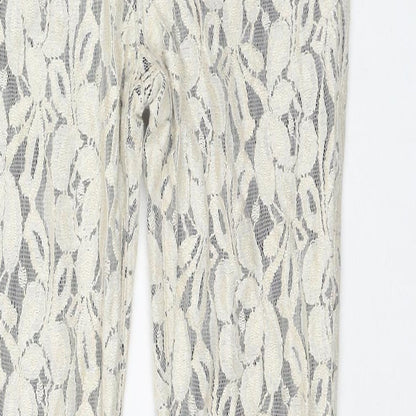 7 For All Mankind Womens Ivory Floral Cotton Pedal Pusher Trousers Size 29 in L30 in Regular Zip