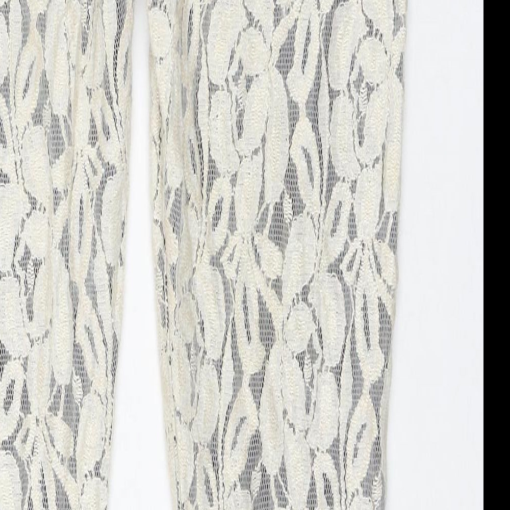 7 For All Mankind Womens Ivory Floral Cotton Pedal Pusher Trousers Size 29 in L30 in Regular Zip
