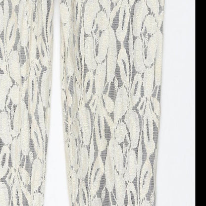 7 For All Mankind Womens Ivory Floral Cotton Pedal Pusher Trousers Size 29 in L30 in Regular Zip