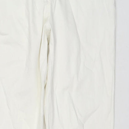 Marks and Spencer Womens White Cotton Tapered Jeans Size 12 L24 in Regular Zip