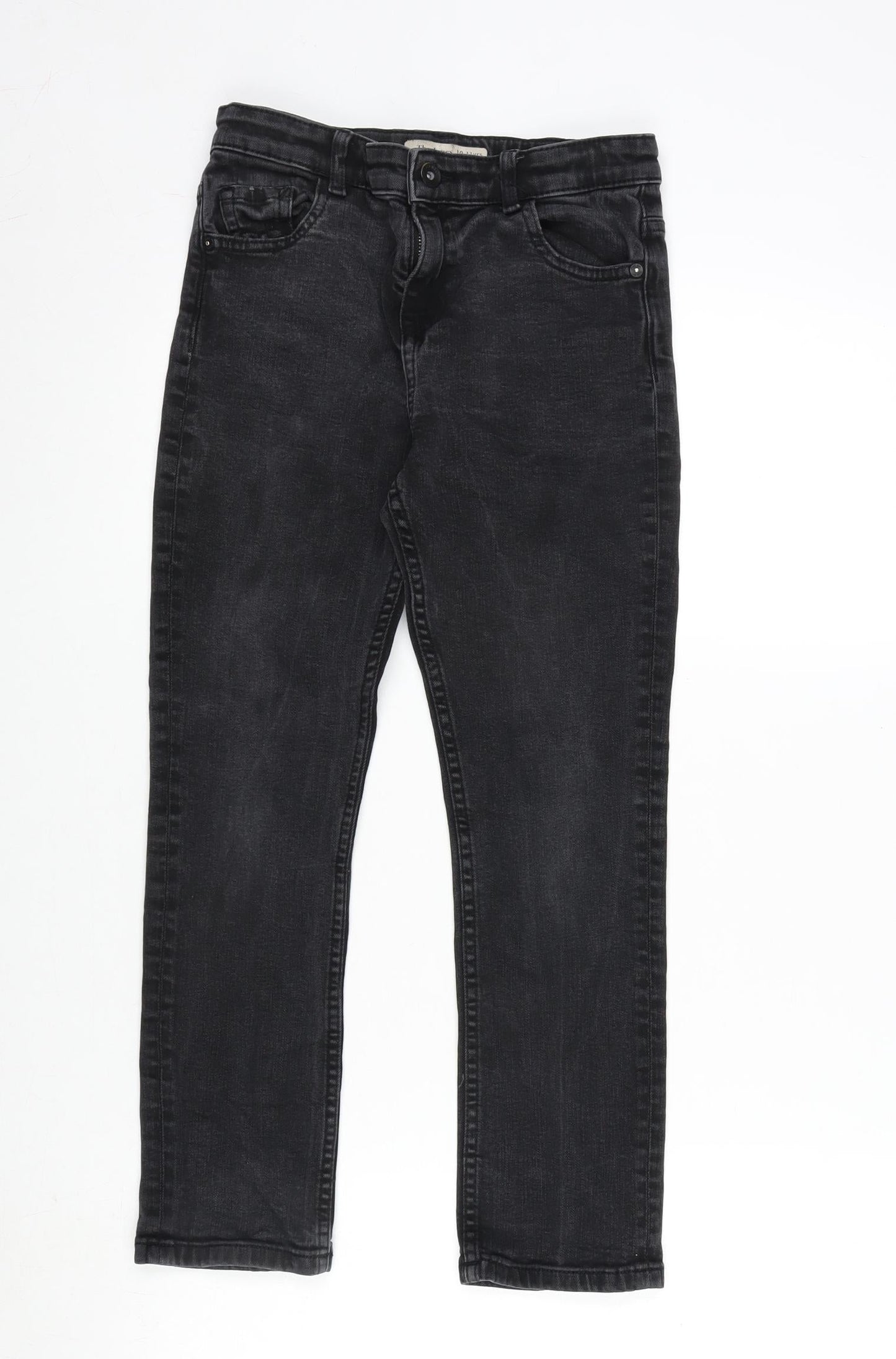 The Jones Girls Grey Cotton Straight Jeans Size 10-11 Years L23 in Regular Zip