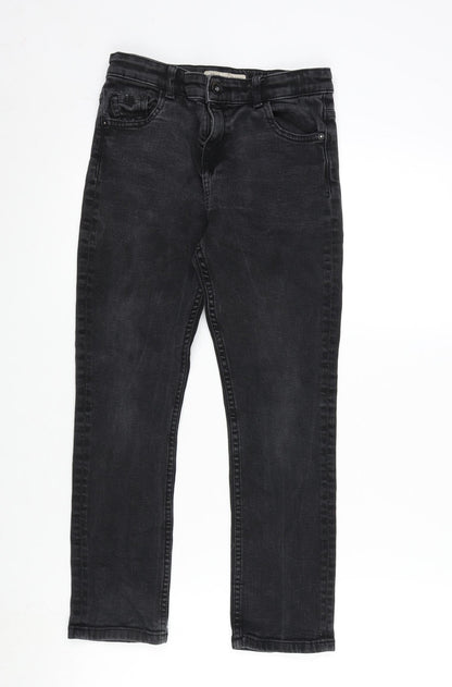 The Jones Girls Grey Cotton Straight Jeans Size 10-11 Years L23 in Regular Zip