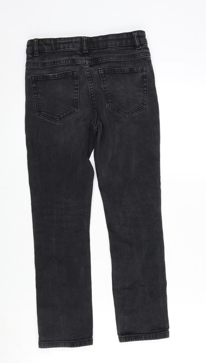 The Jones Girls Grey Cotton Straight Jeans Size 10-11 Years L23 in Regular Zip
