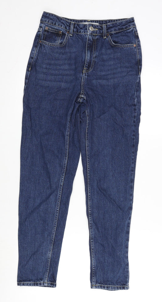 Topshop Womens Blue Cotton Straight Jeans Size 26 in L32 in Regular Zip