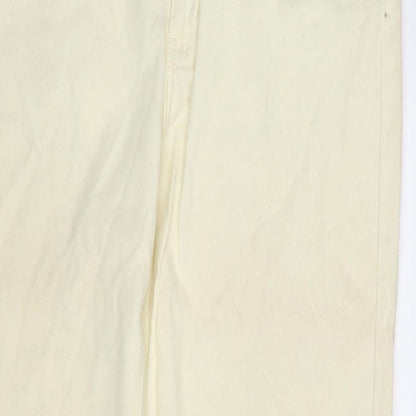 Liz Claiborne Womens Ivory Cotton Straight Jeans Size 12 L31 in Regular Zip