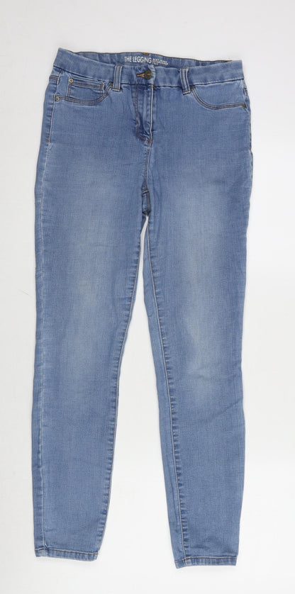 NEXT Womens Blue Cotton Blend Straight Jeans Size 12 L28 in Regular Zip