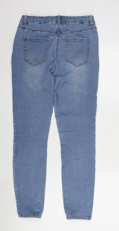 NEXT Womens Blue Cotton Blend Straight Jeans Size 12 L28 in Regular Zip