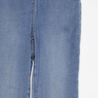NEXT Womens Blue Cotton Blend Straight Jeans Size 12 L28 in Regular Zip